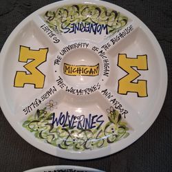U Of M Michigan Wolverines Chip Dip Set Unique