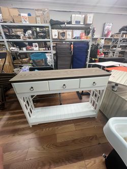 White Console Table with 3 Drawers