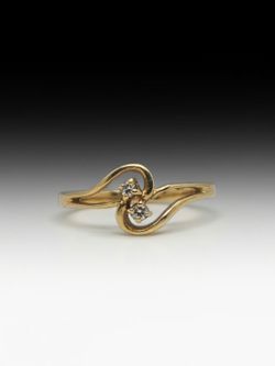 Double Diamond Promise / Cocktail Ring 10k yellow gold