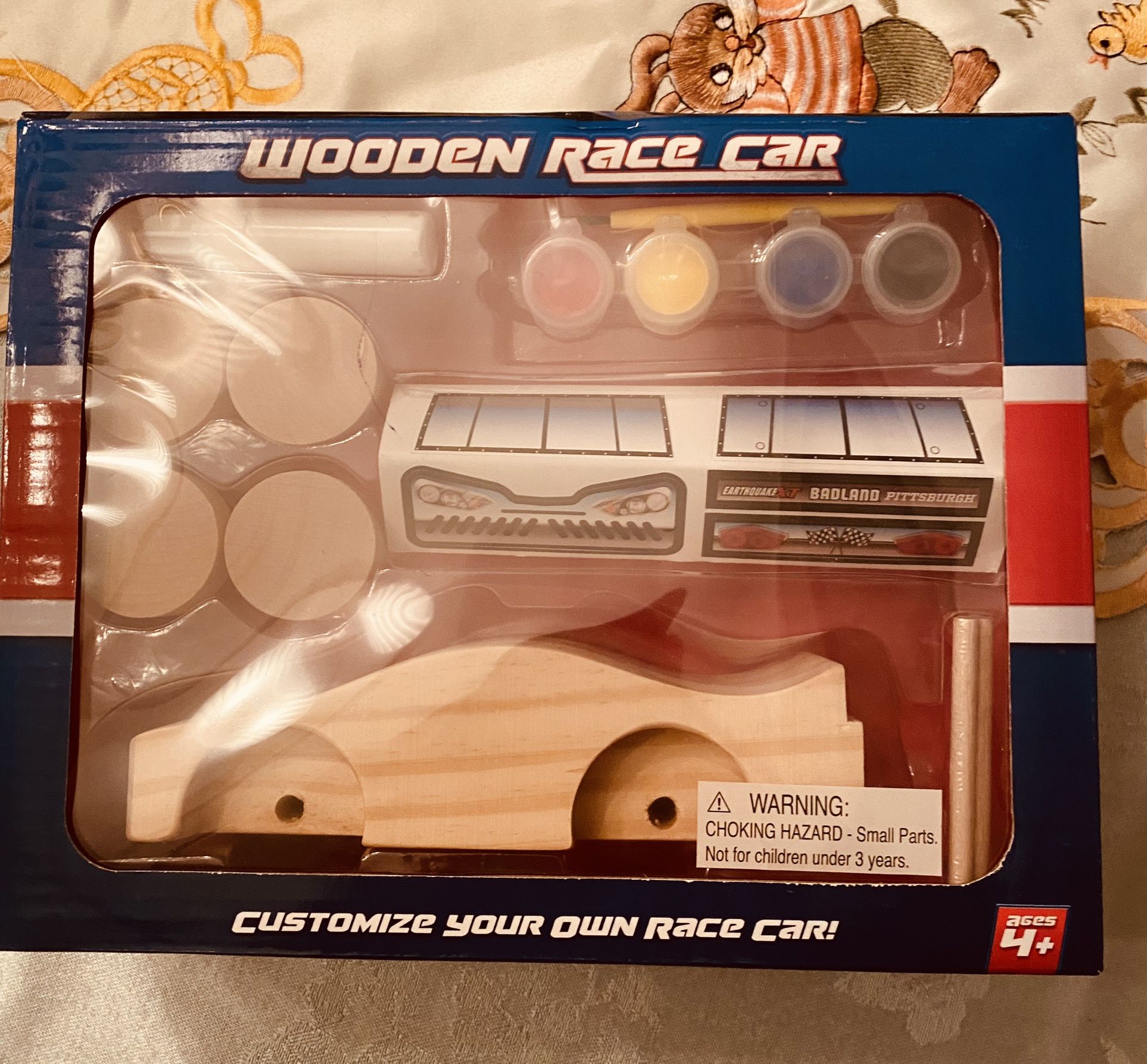 Wooden Race Car To Paint & Assemble