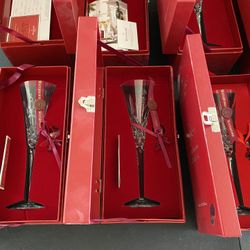 WATERFORD 12 Days of Christmas Champagne Flute *12 Flutes Individual Red Chest*