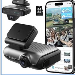 4G LTE Dash Cam with 64GB Card, Dual 2K Dash Cam Front Inside, Car Camera with Remote Live View, 24/7 Sentry Mode, GPS, IR Night Vision, Two-Way Audio