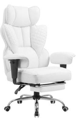COMHOMA Desk Office Chair Big and Tall Office Chairs Ergonomic Gaming Chairs with Wide Seat Leather High Back Chair with Foot Rest Adjustable Armrests