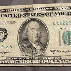 1950 Small Face $100 Bill Note Money Cash