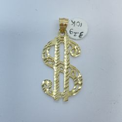 Gold Money Sign Pendant New