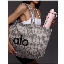 Alo Yoga Large Tote Bag Authentic Grey White tie-Dye XLarge Bag