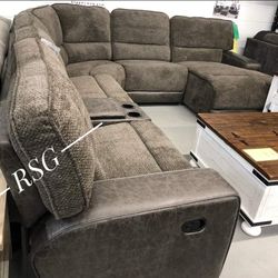 Reclining Sectional With Chaise Microfiber Easy Clean. ❤️No Needed Credit Check 💛 $39 Down Payment with Financing
