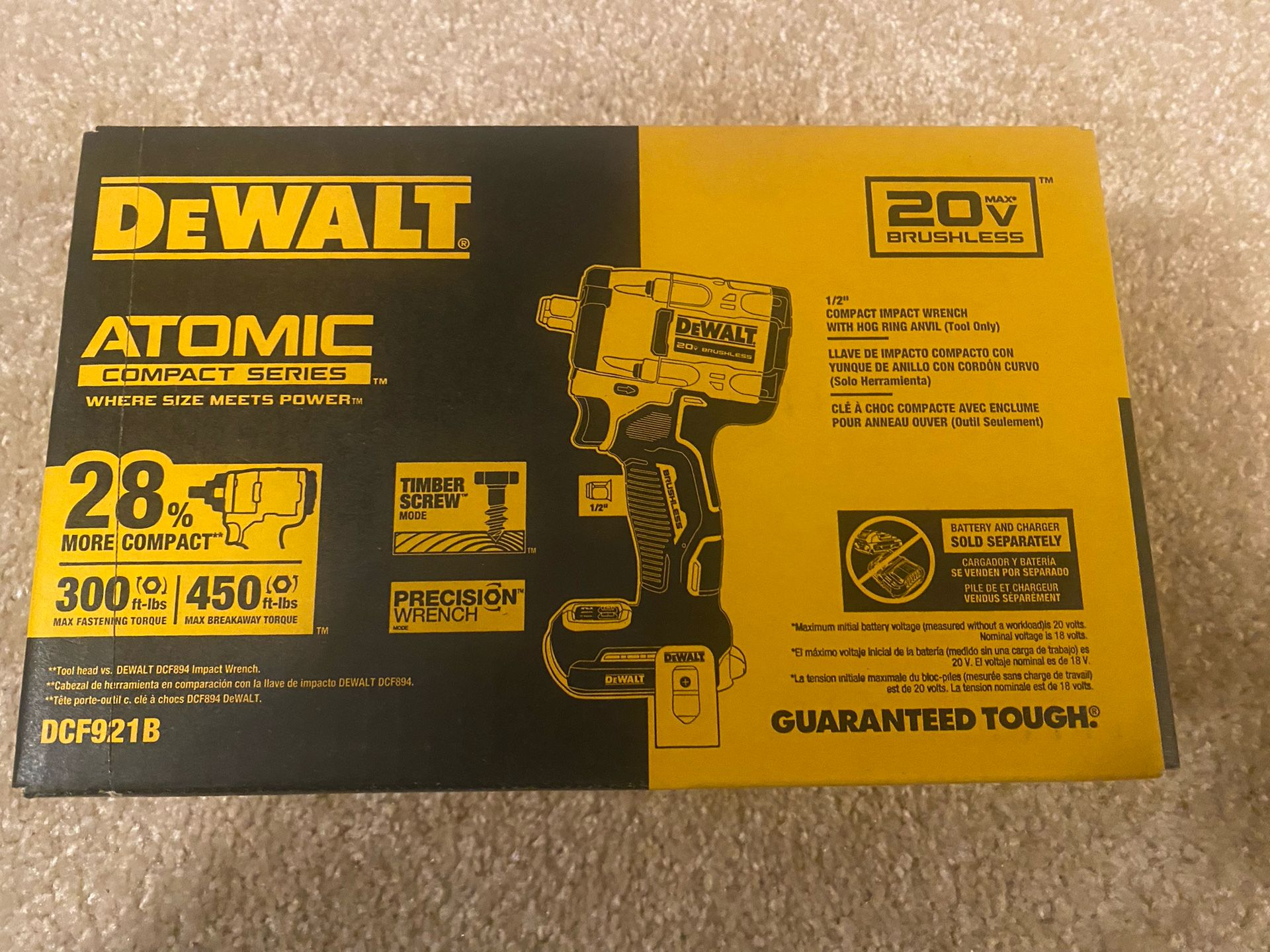 DEWALT ATOMIC 20V MAX Cordless Brushless 1/2 in. Variable Speed Impact Wrench