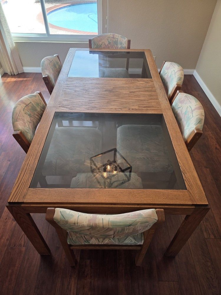 Transformable Wooden Dining Table w/ 6 Chairs