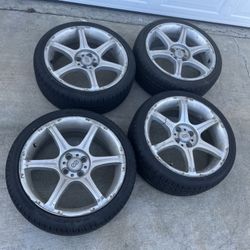 4 — 205/40zr17 4x100 4x3.94 Stock Enkei Scion Xa Xb Honda Civic Fit Ia Corolla Miata Echo Wheels Rims Good 90% Treads Tires!!