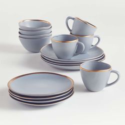 Addison Grey Gold Rim Dinnerware Set - 47 Pieces (New)