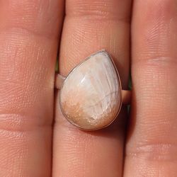 Orange Scolecite 925 Ring