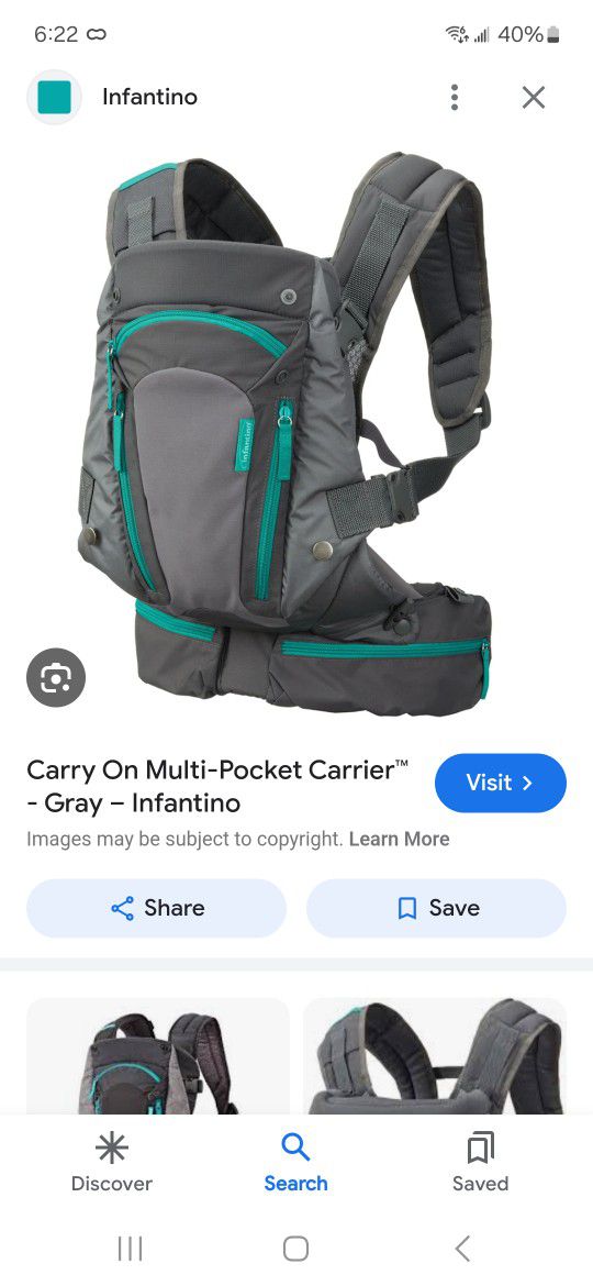 Infant Carrier With Zipper Pockets