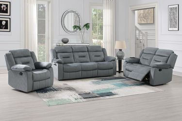 Gray sofa set with Manual recliner