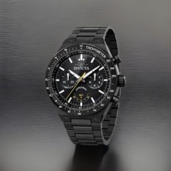 Invicta Racing Speedway Men's Watch - Chrono Tachymeter,All Black SS, Sport 43MM