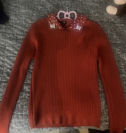 Red fleece sweater with bling