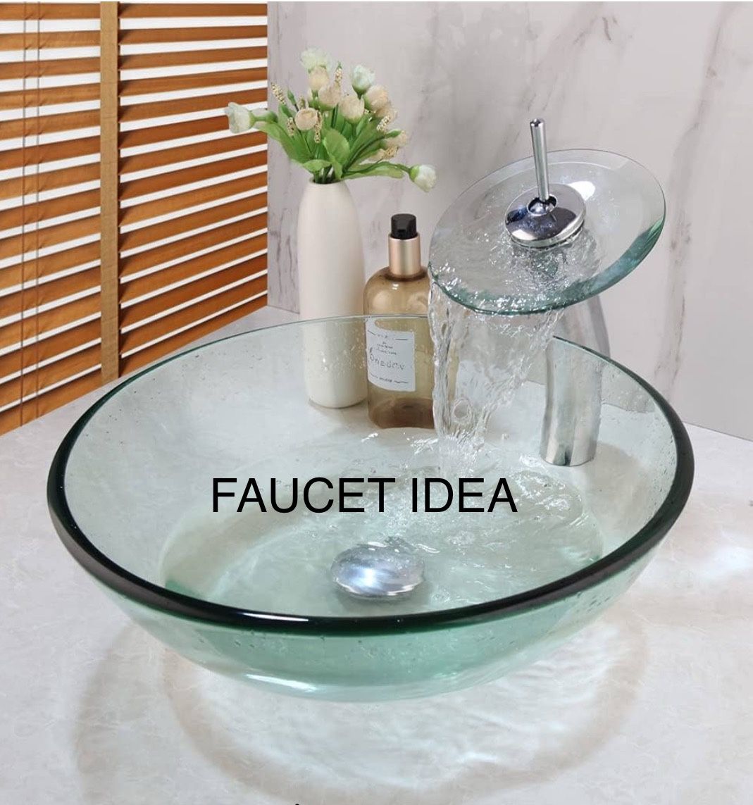 (2) 17” VESSEL SINK TEMPERED GLASS COUNTERTOP, FROSTED, TINT GREEN,