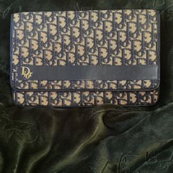 [100% Authentic] Dior Vintage Oblique Trotter Canvas Clutch Bag