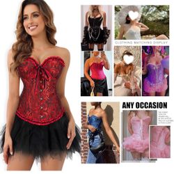 Women's Lace Up Boned Overbust Corset Bustier