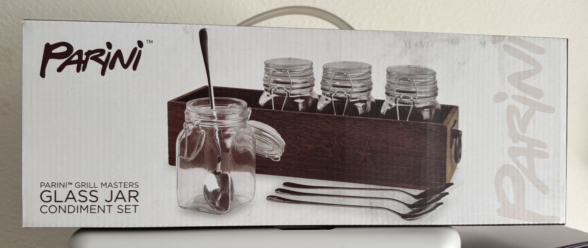 Parini Grill Master Glass Jar Condiment Containers Set