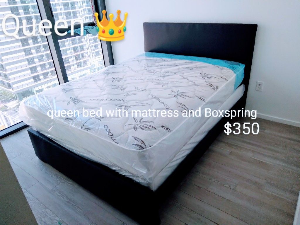 $350 Queen Bed With Mattress And Boxspring Brand New Free Delivery Free Assembly 