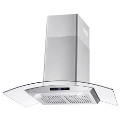 New Open Box 36" Stainless Steel Wall Mount Range Hood with Digital Touch Controls and Glass Canopy 
