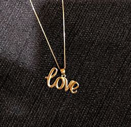 14k Gold 'Love' Script Pendant Necklace