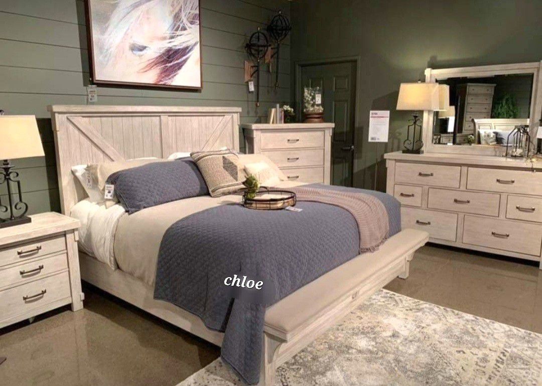 ••ASKdISCOUNTcOUPOn🍬brshl Linen Footboard Bench Panel Bedroom Set  🛎 queen King full twin bed dresser mirror nightstand bunk mattress /3pcs■