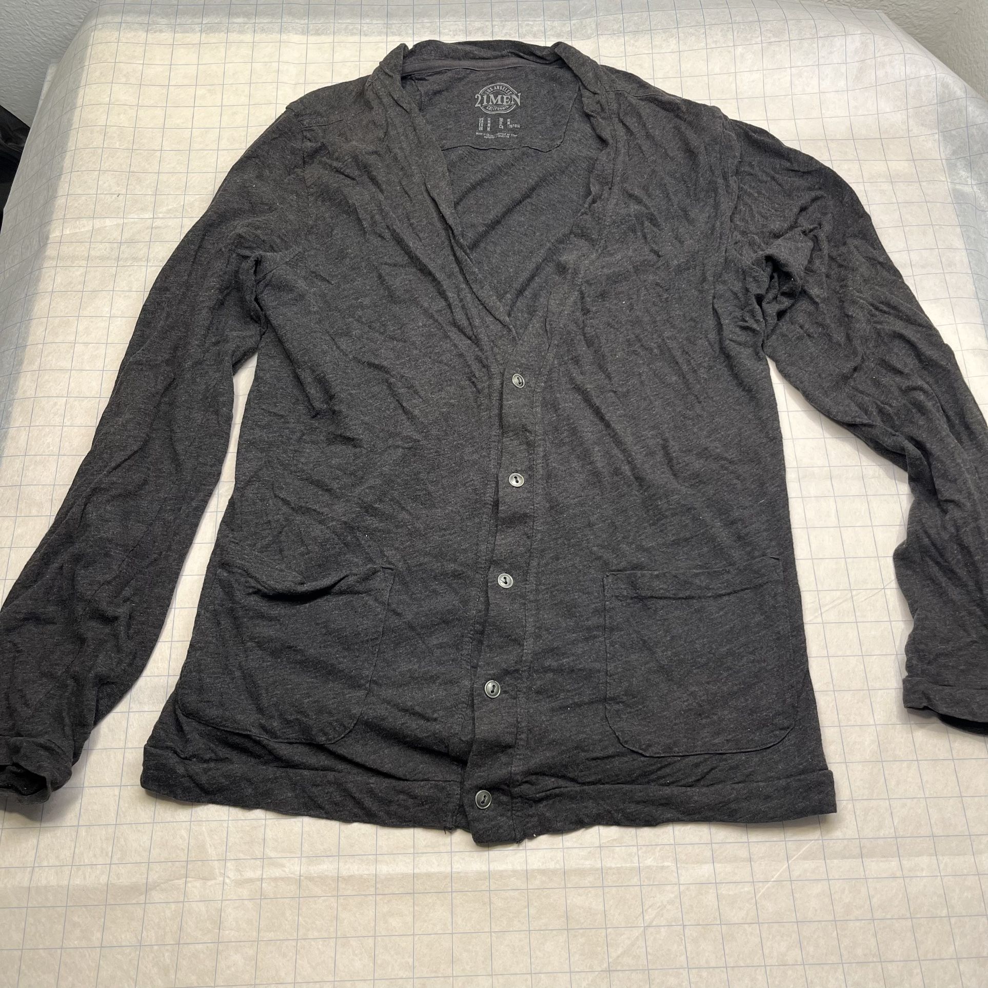 Vintage Forever 21 Medium Md M Dark Gray Long Sleeve Cardigan