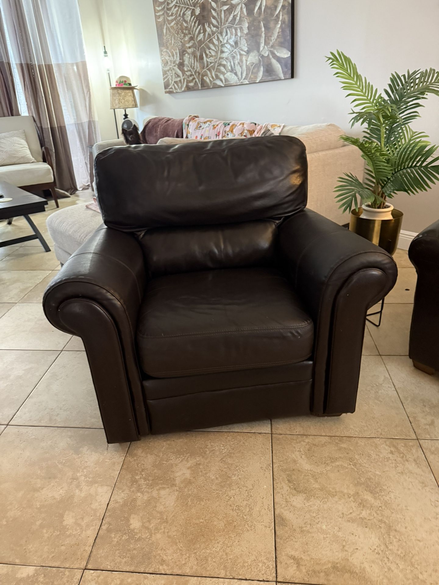 Leather Recliner and Sofa