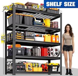78"H-45.6"W Garage Shelving Heavy Duty Storage Shelves, Adjustable Metal Shelving Unit, Utility Garage Organizer Shelf for Basement, Pantry, Kitchen, 