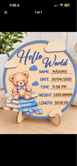 Custom 3D Baby Birth Announcement Sign š§ø