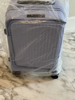 New  19 Inch Expandable Carry On Luggage with Cup Holder, Hardside TSA Approved Luggage with Spinner Wheels, Top Opening Suitcase For Travel, Blue