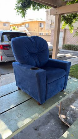 Kids Blue Recliner Chair with Cup Holder