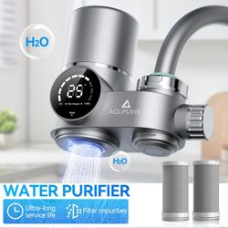 AQUAPUVIR Water Filter for Sink , Mount Water Filter - LED Sink Water Filter 99% Filtration New 2.0 Filter Element| Removes Impurities Tap Water Purif