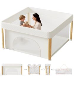 Foldable Baby Playpen with 360 Mesh and Zipper Door 51x51inch (131)