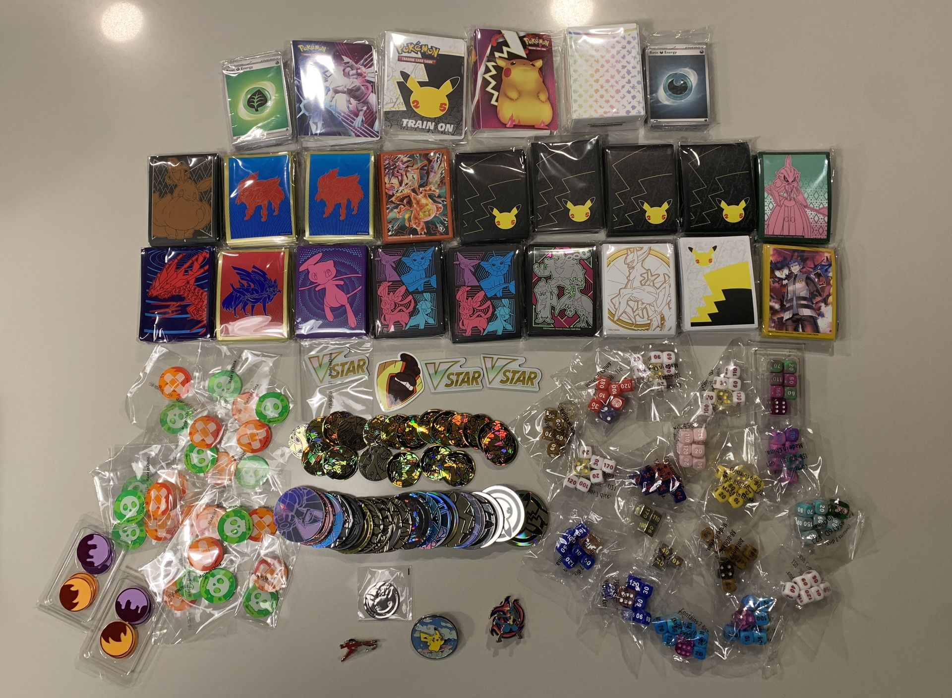 Pokemon TCG Accessories lot! Sleeves Coins Dice Energy Etc!