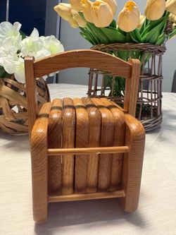 Vintage Wooden Chair Coaster Set