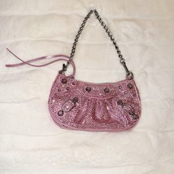 Pink Rhinestone Balenciaga Bag