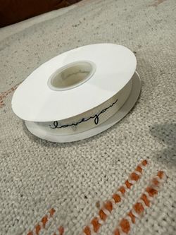White/Black Grosgrain Ribbon Spool Printed "Love You" Design