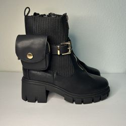 NEW Womens Boots Mid-Calf Boot Slip-On Platform Chunky Heel Boot size 6