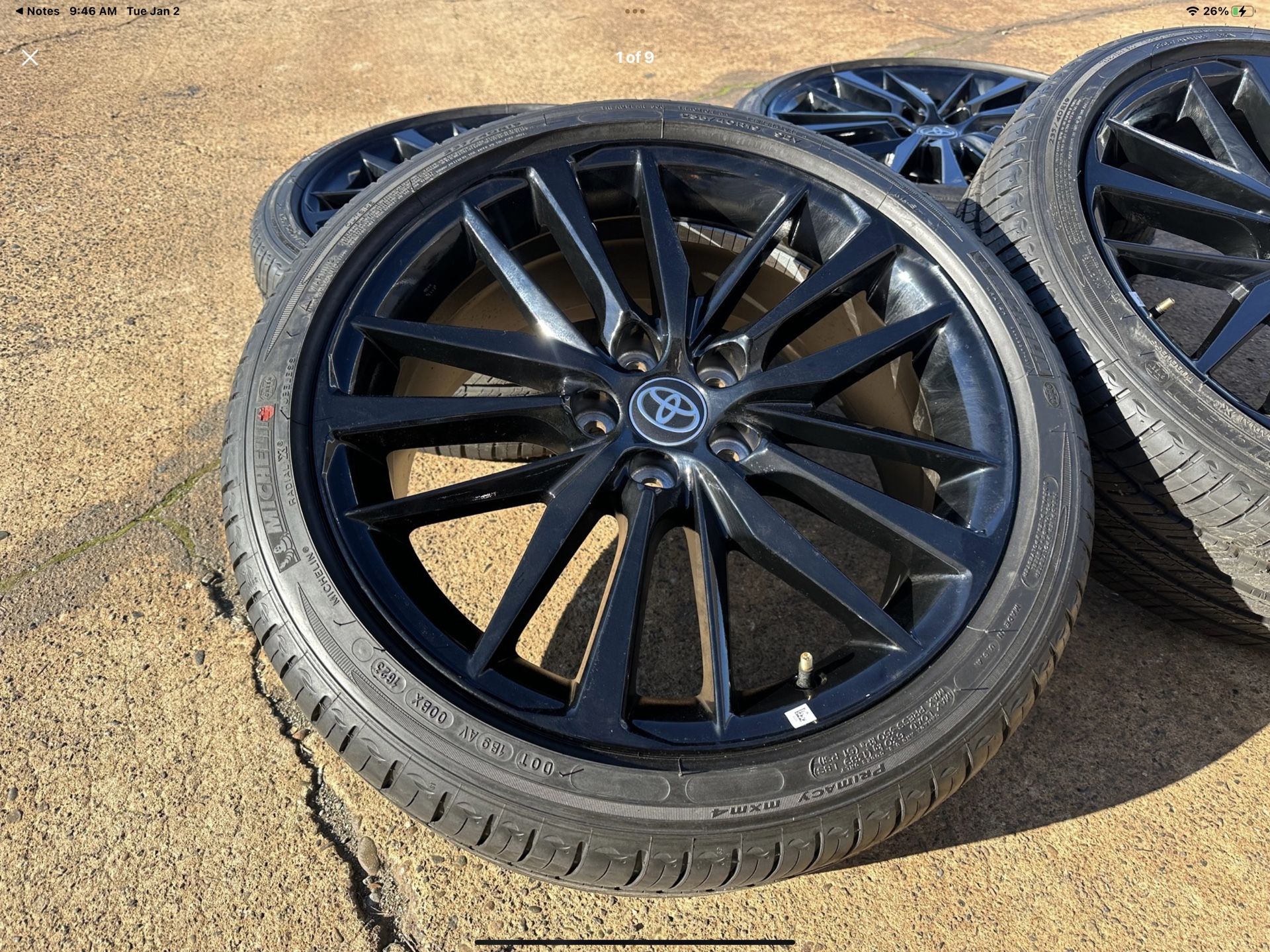 19" OEM 2023 Toyota Camry Wheels XSE All Black Bridgestone 235/40/19 Fits Lexus Avalon Solara