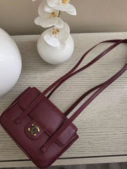 Burgundy Calfskin Mini Flap Bag