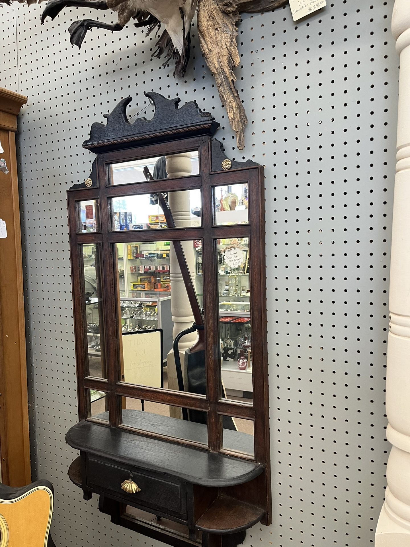 Antique mirror with small drawer