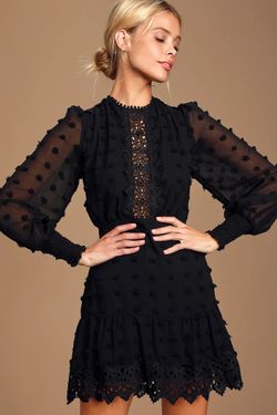 Lulu’s Lust or Love Black Embroidered Lace Long Sleeve Dress