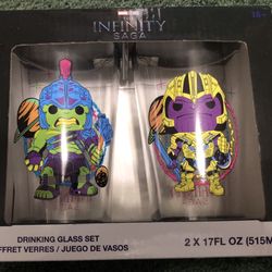 MARVEL INFINITY SAGA DRINKING GLASS SET HULK THANOS NEW