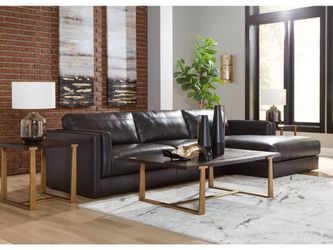 Gorgeous modern black leather sectional