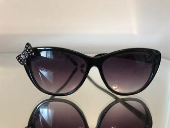 Rhinestone Bow Black Sunglasses