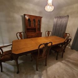 Dining Table Set - Rustic Cherry Wood