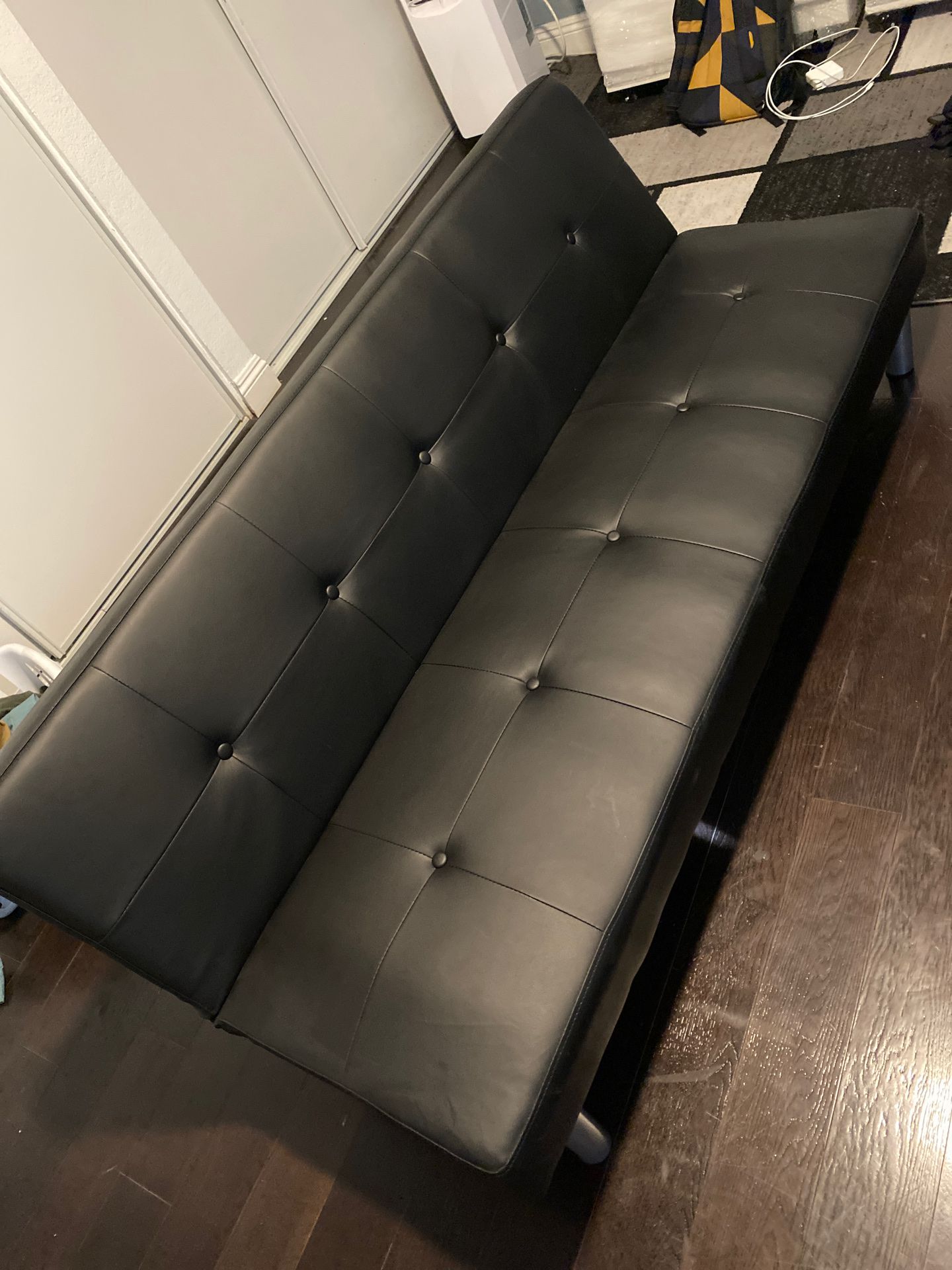 Black leather futon
